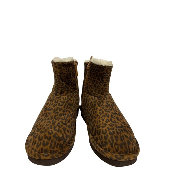 Steve Madden Oakley Girl's Ankle Boot Leopard Faux Suede Brown Size 3 NEW - Picture 2 of 9